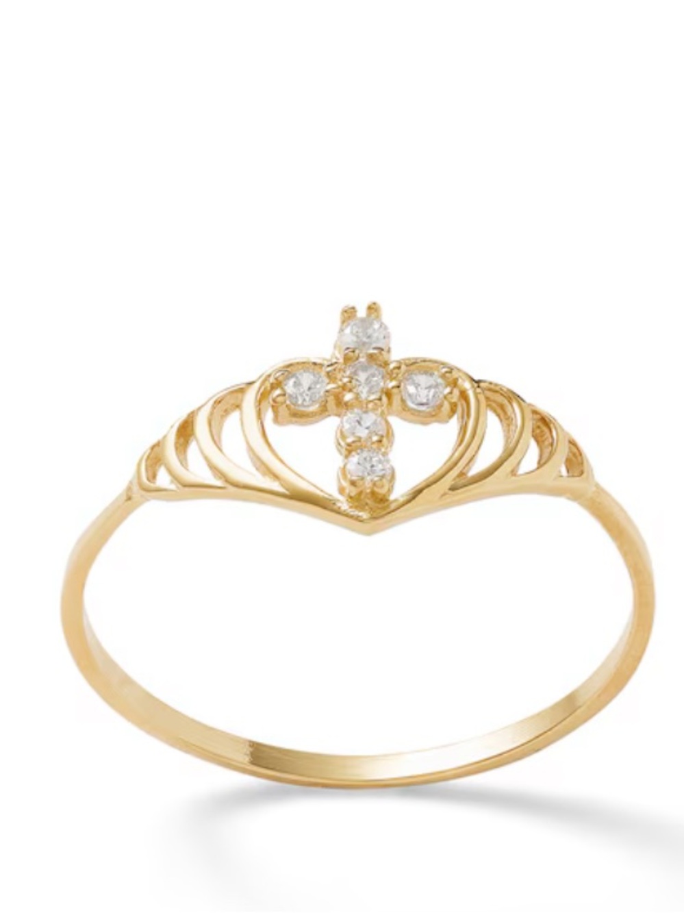 10K yellow gold cross ring